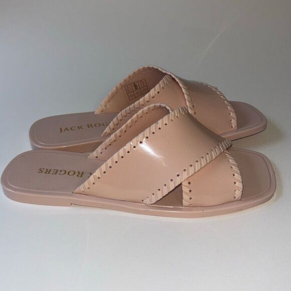 New in box Jack Rogers Sloane x Jelly criss cross sandal shoe Sz 7 pink blush - Picture 3 of 8